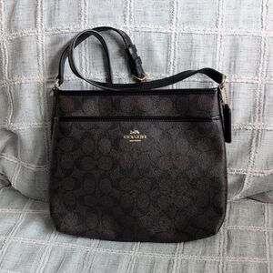 Coach Brown Signature Crossbody with Gold Hardware